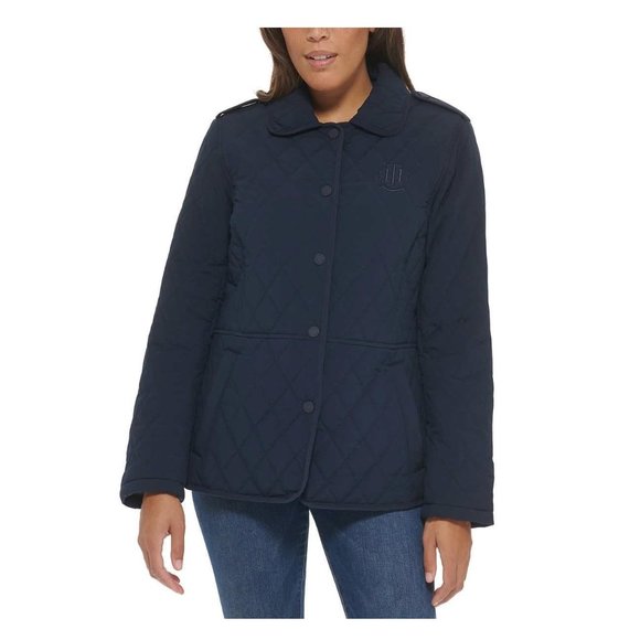 NWoT Tommy Hilfiger Womens Diamond Quilted Winter Coat Size S Navy $180 8D114 - Picture 1 of 5